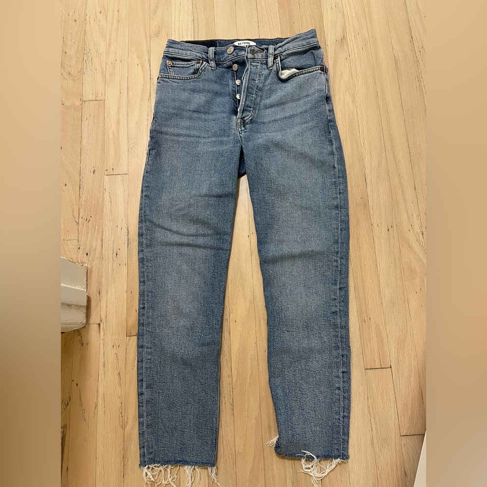 RE/DONE skinny jeans with cutoff bottoms